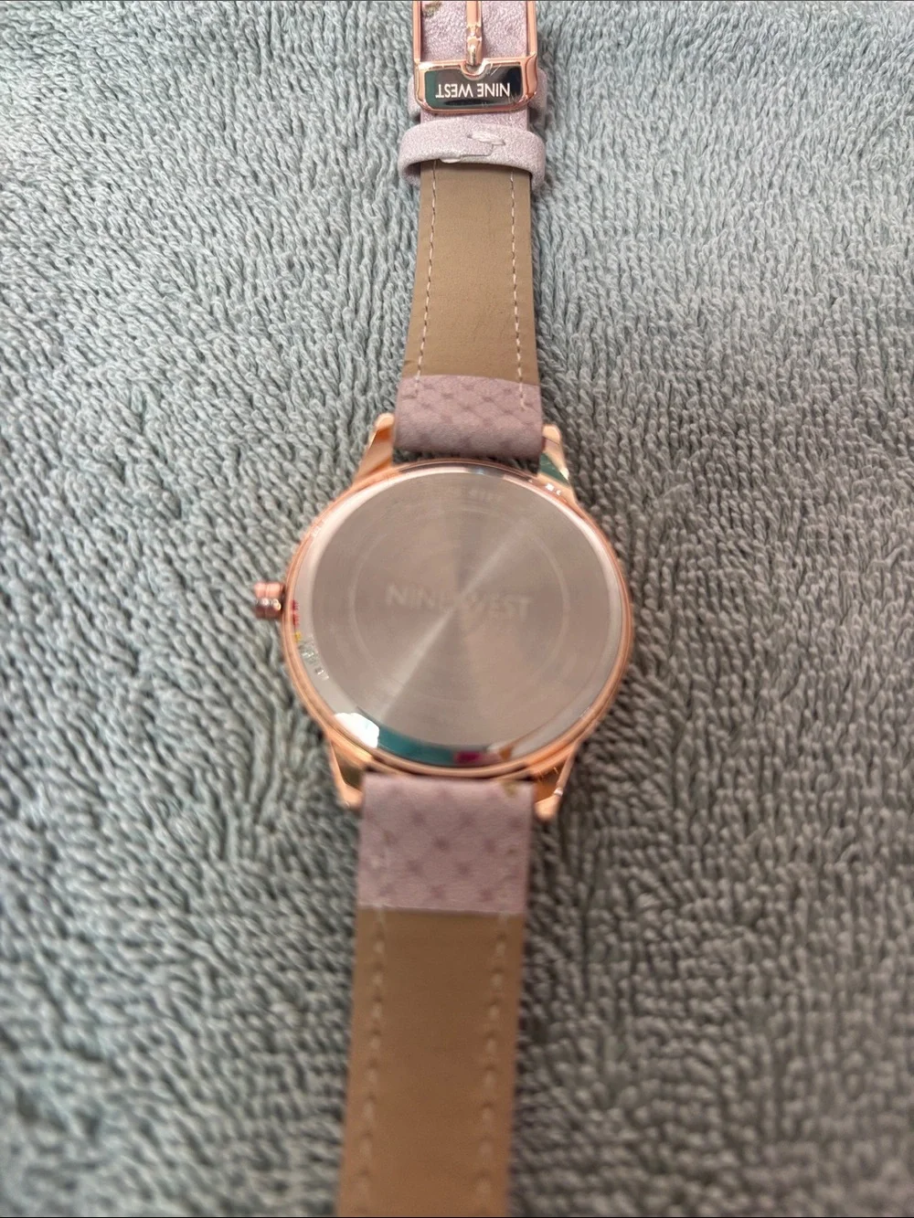 Nine West Rose Gold-Tone Case Floral Pink Strap Watch